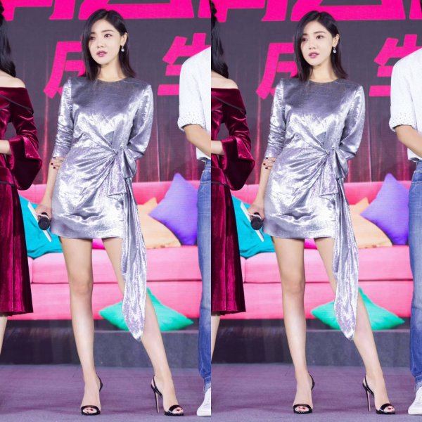 昆明配资最快的方法 邓家佳这招太绝了！裙子“糊”一截遮高跟，小个子秒变1米7